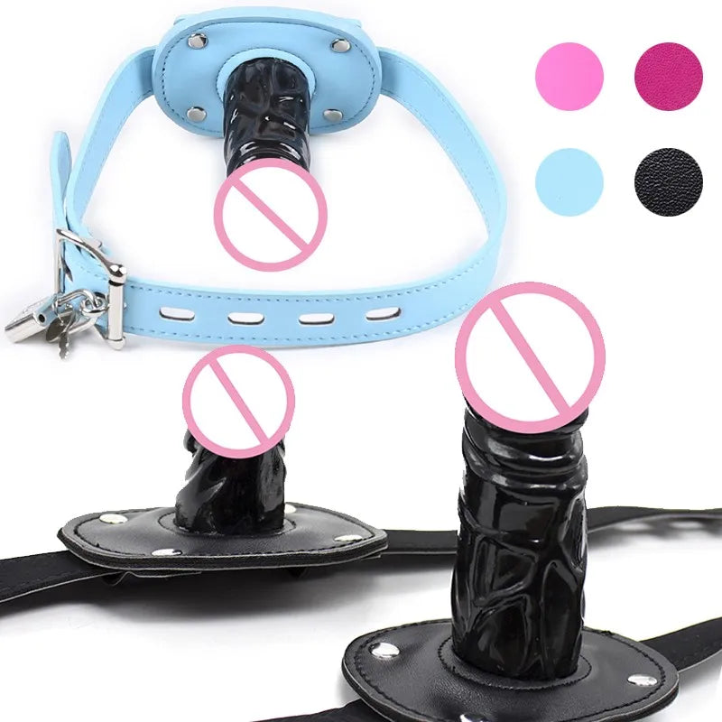 Dildos Ball Gag BRestraints Open Mouth Dildo Harness