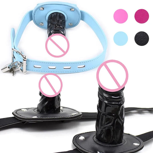 Dildos Ball Gag BRestraints Open Mouth Dildo Harness