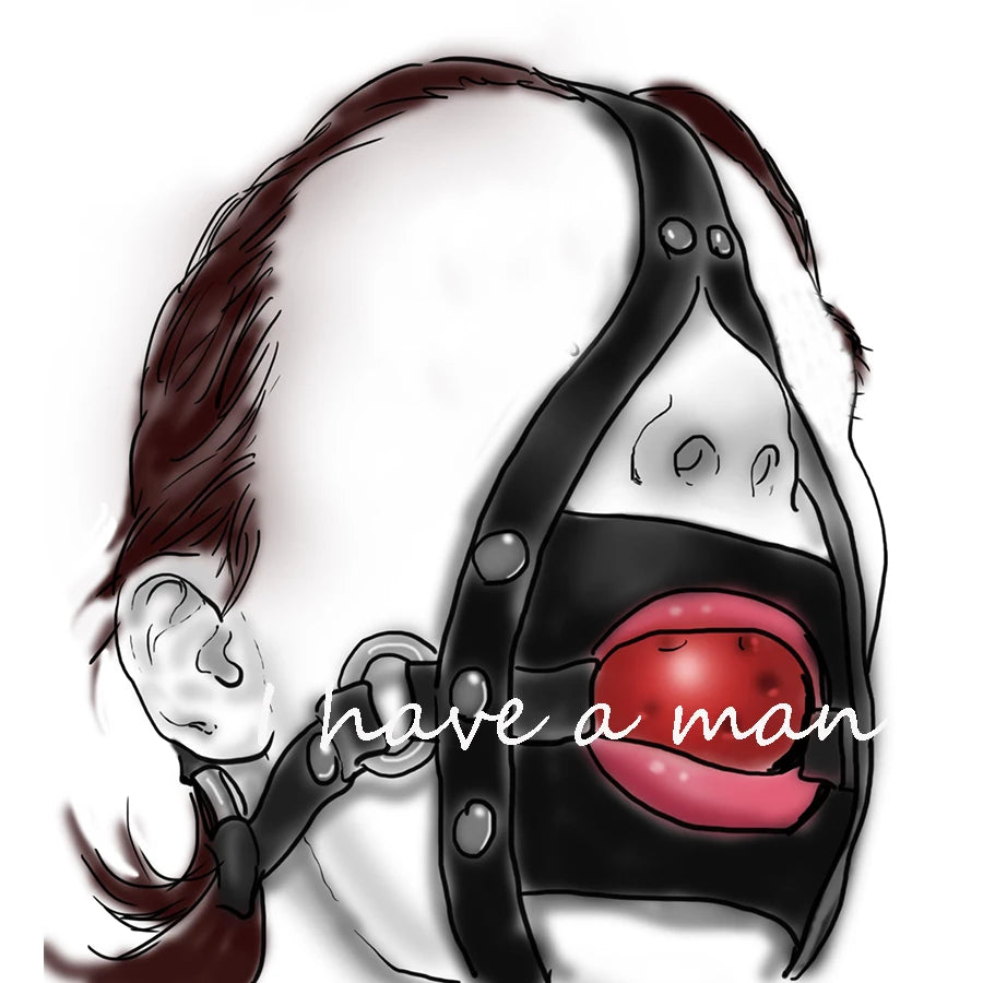 Leather Head Face Mask Mouth Gag