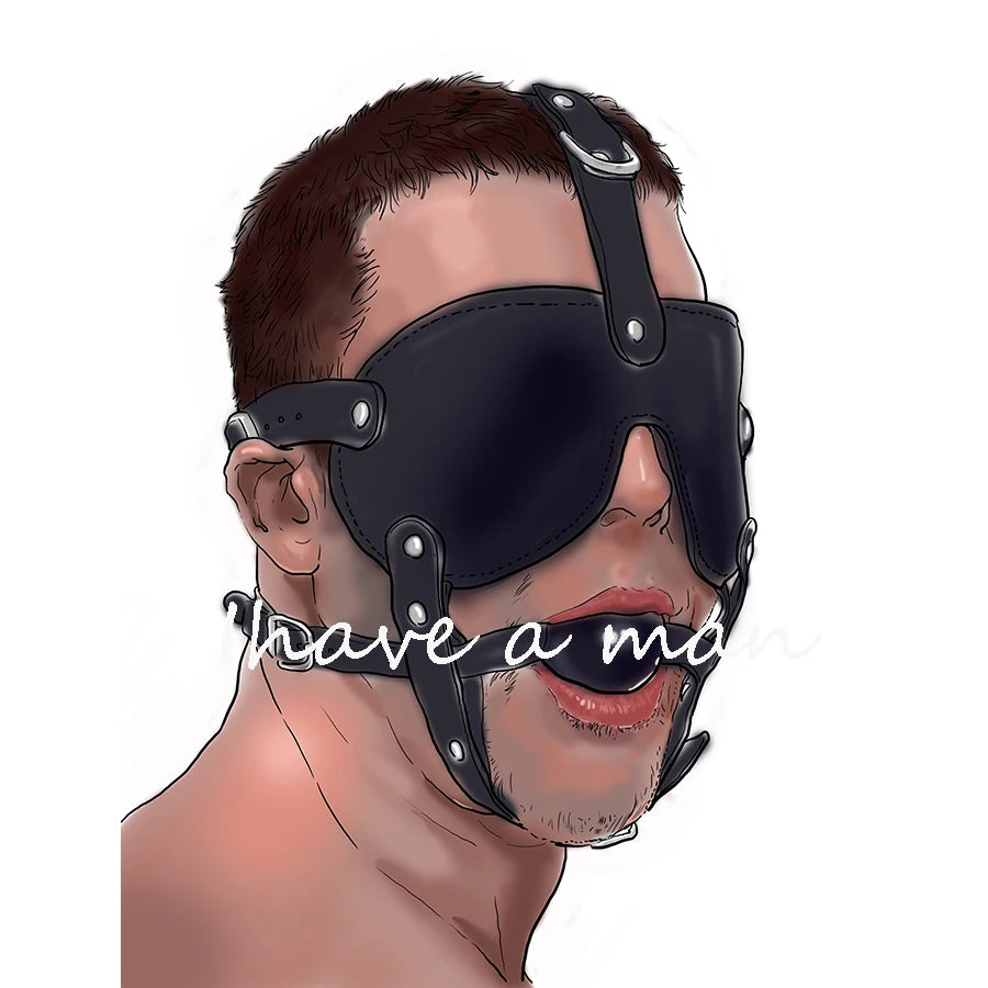 Leather Head Face Mask Mouth Gag