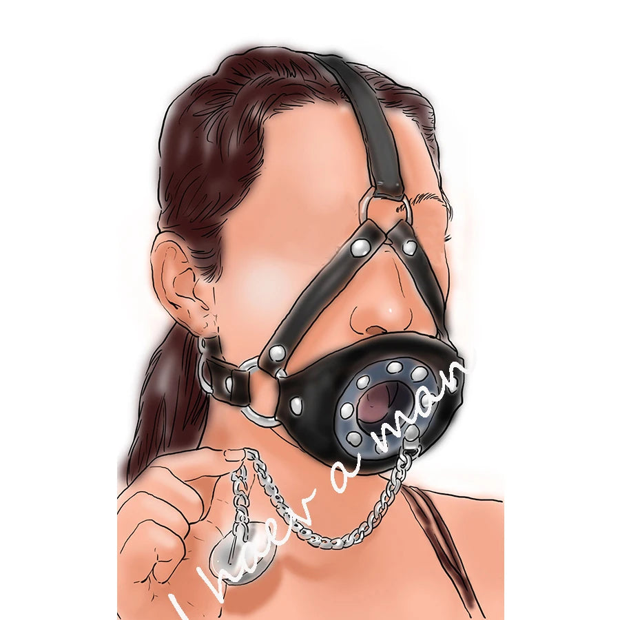 Leather Head Face Mask Mouth Gag