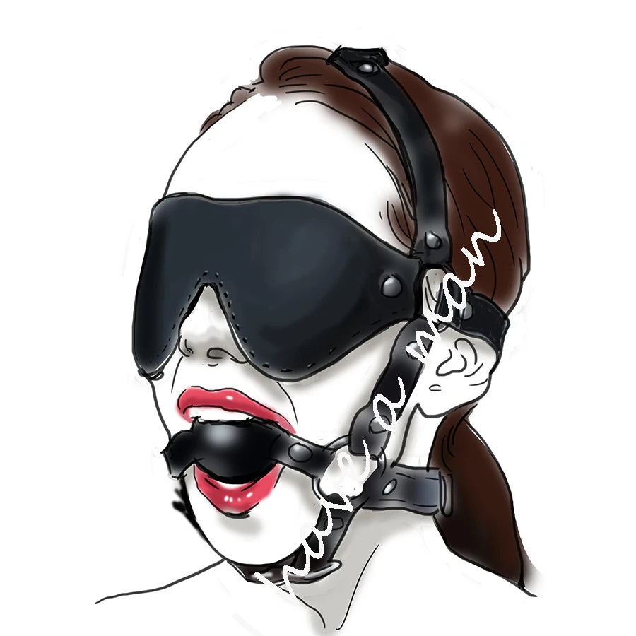 Leather Head Face Mask Mouth Gag