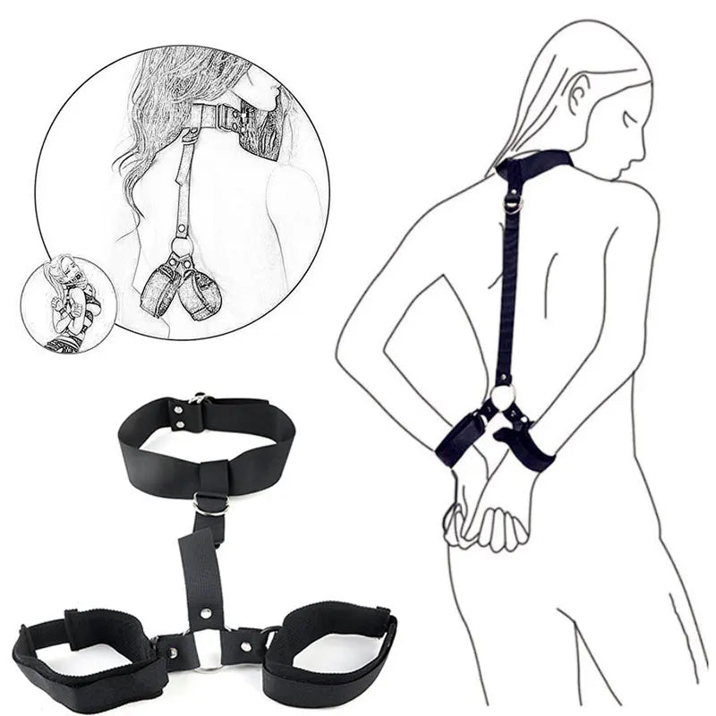 Neck Handcuffs Nylon BDSM Bondage Restraints Collar