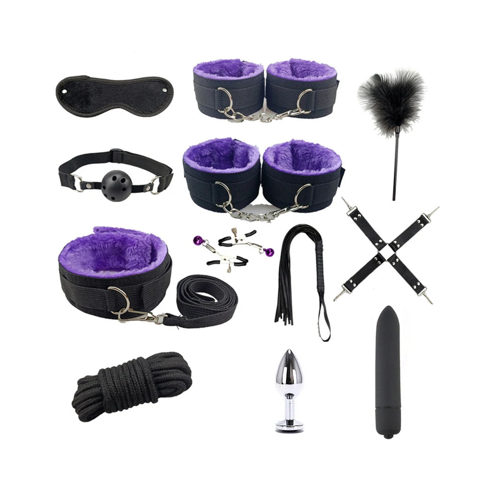 Bdsm Kits Bondage gear Collar Butt Plug Whips Handcuffs