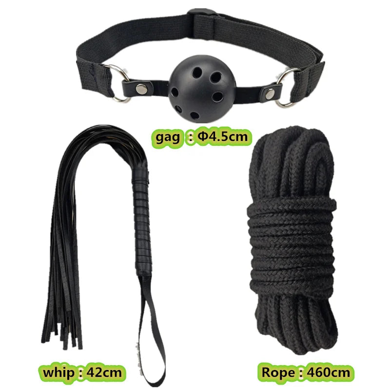 Bdsm Kits Bondage gear Collar Butt Plug Whips Handcuffs