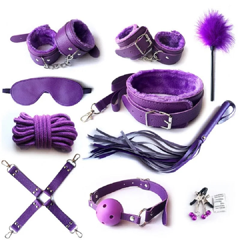 Bdsm Set Kits Handcuffs Nipple collar Clamps Whip Spanking