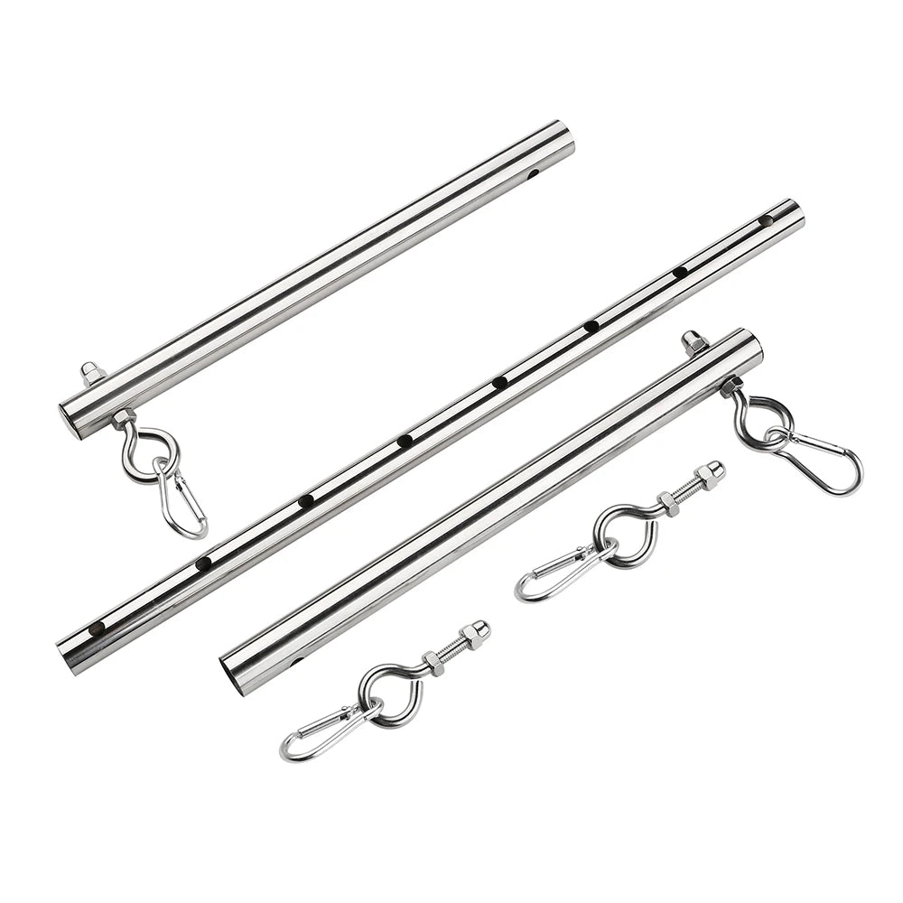 BDSM Bondage Kit Stainless Steel Extendable Spreader  Handcuffs Ankle Cuffs