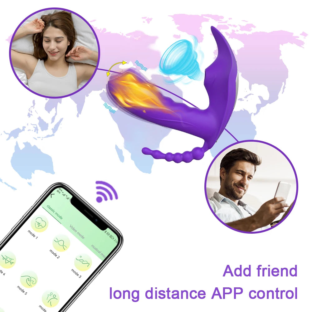 3 in 1 Bluetooth APP Dildo Vibrator  Wireless Remote Control Sucker Clitoris Stimulator