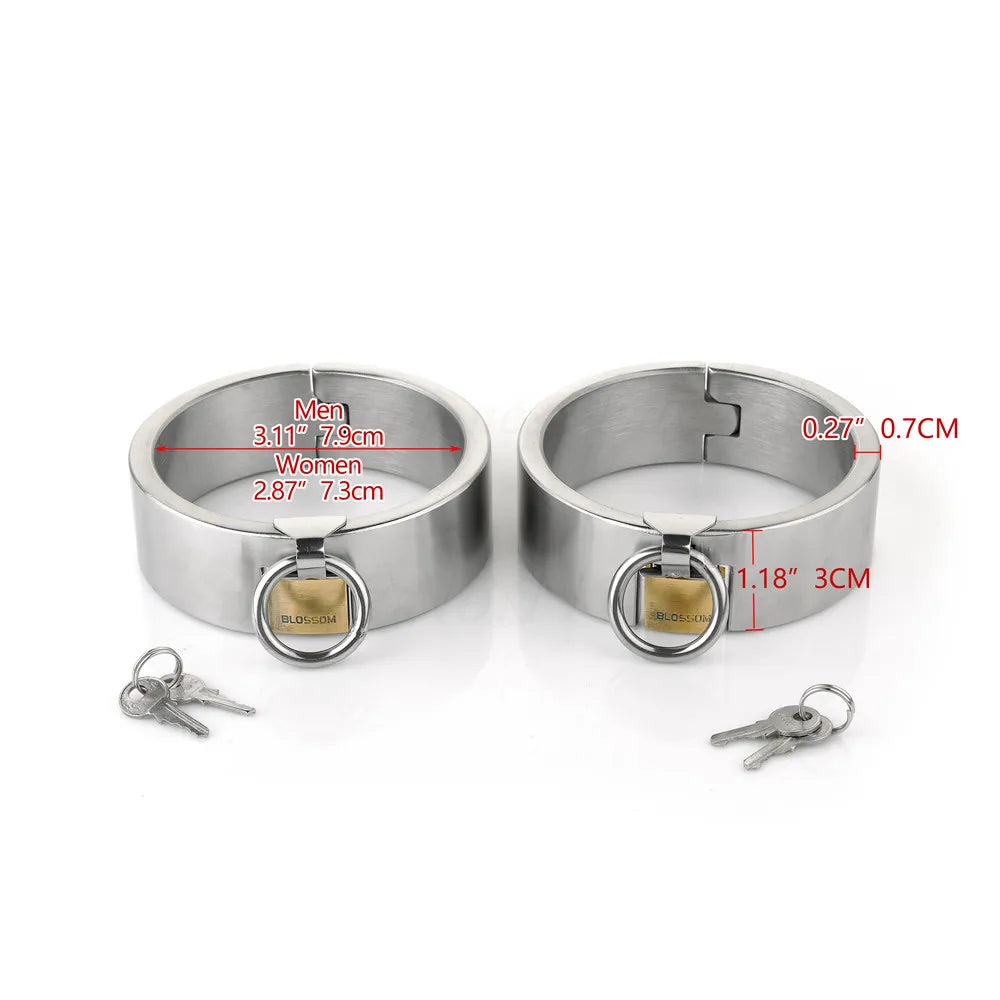 Stainless Steel Slave Neck Collar Handcuff Wrist Ankle Cuffs