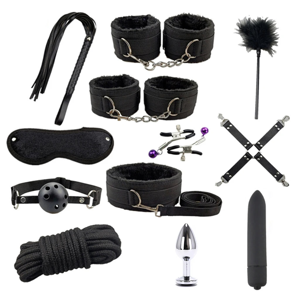 Bdsm Kits Bondage gear Collar Butt Plug Whips Handcuffs