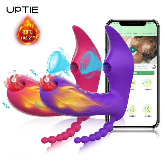 3 in 1 Bluetooth APP Dildo Vibrator  Wireless Remote Control Sucker Clitoris Stimulator