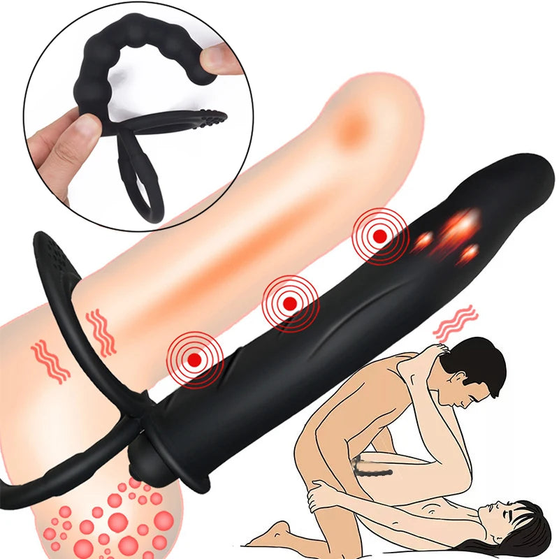 Double Penetration Dildo & Butt Plug Vibrator Strapon