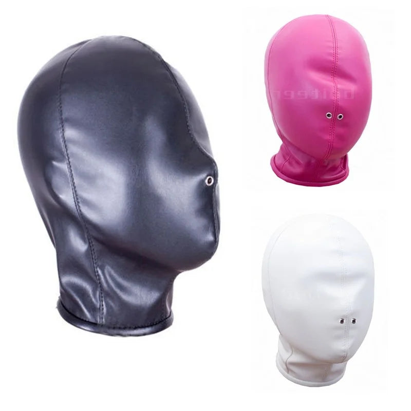 PU Leather Straitjacket Bondage Hood Mask