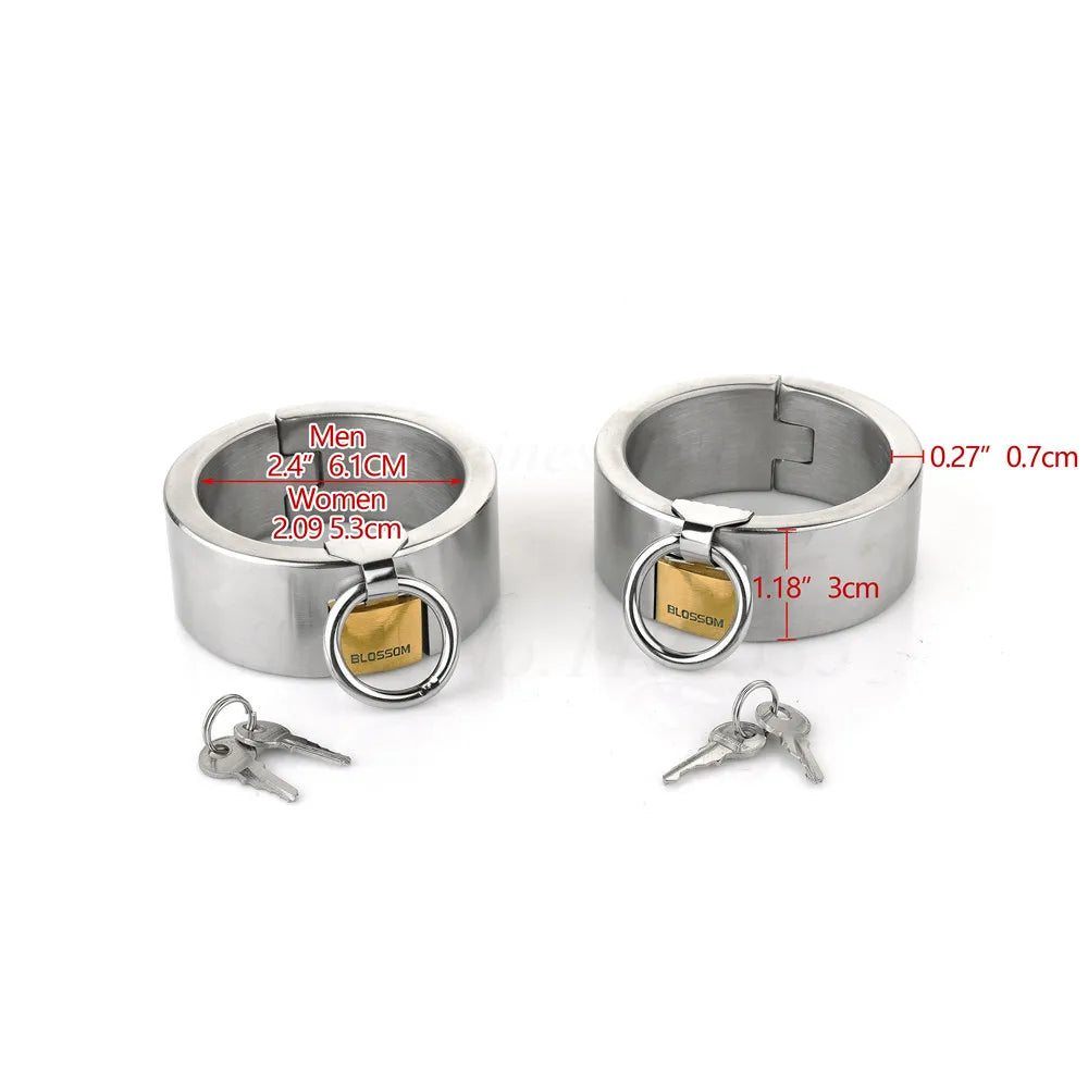 Stainless Steel Slave Neck Collar Handcuff Wrist Ankle Cuffs