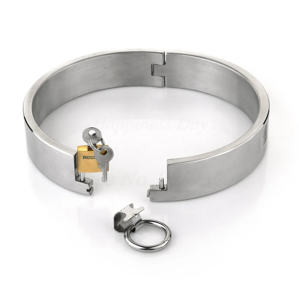 Stainless Steel Slave Neck Collar Handcuff Wrist Ankle Cuffs