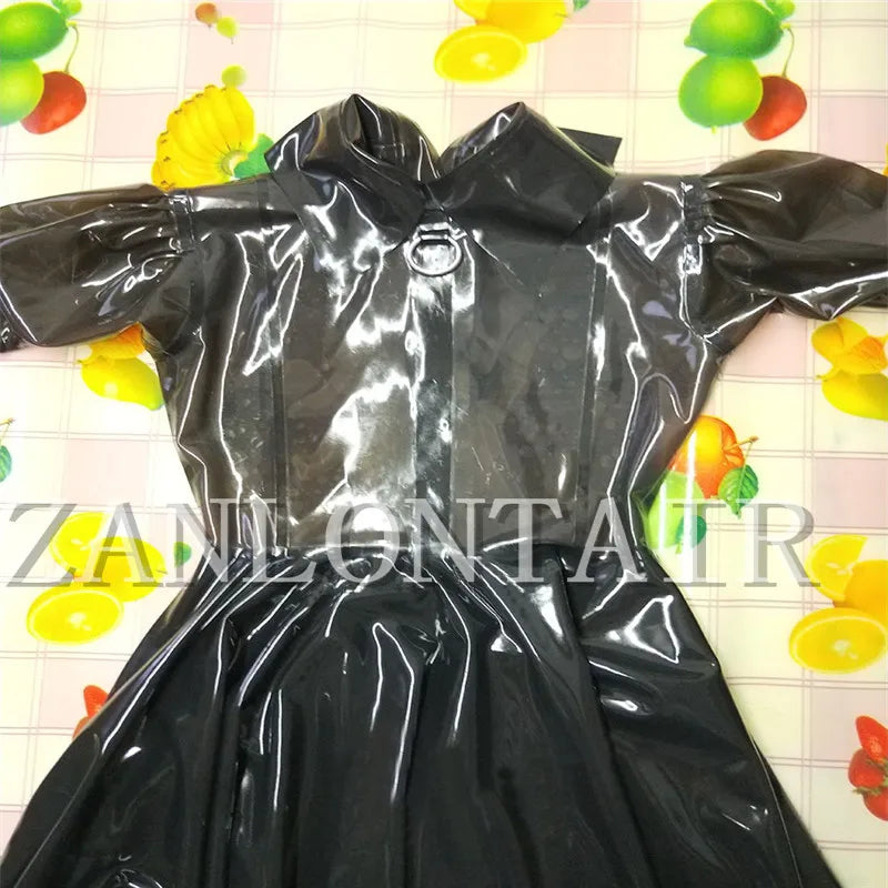 Exotic Sexy Lingerie Handmade Latex  Pleated Smoked Black