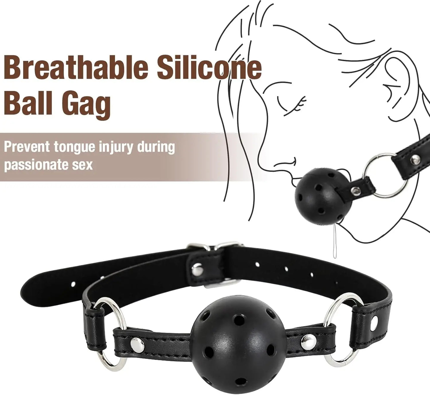 2 in 1 Leather Sex Bondage Set Anal Hook with Ball Gag