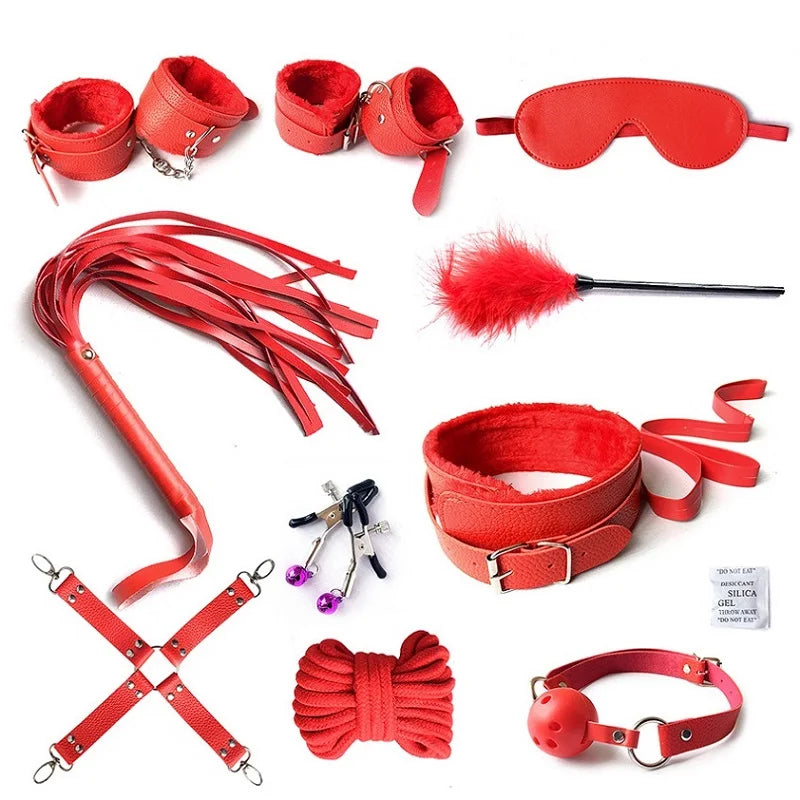 Bdsm Set Kits Handcuffs Nipple collar Clamps Whip Spanking